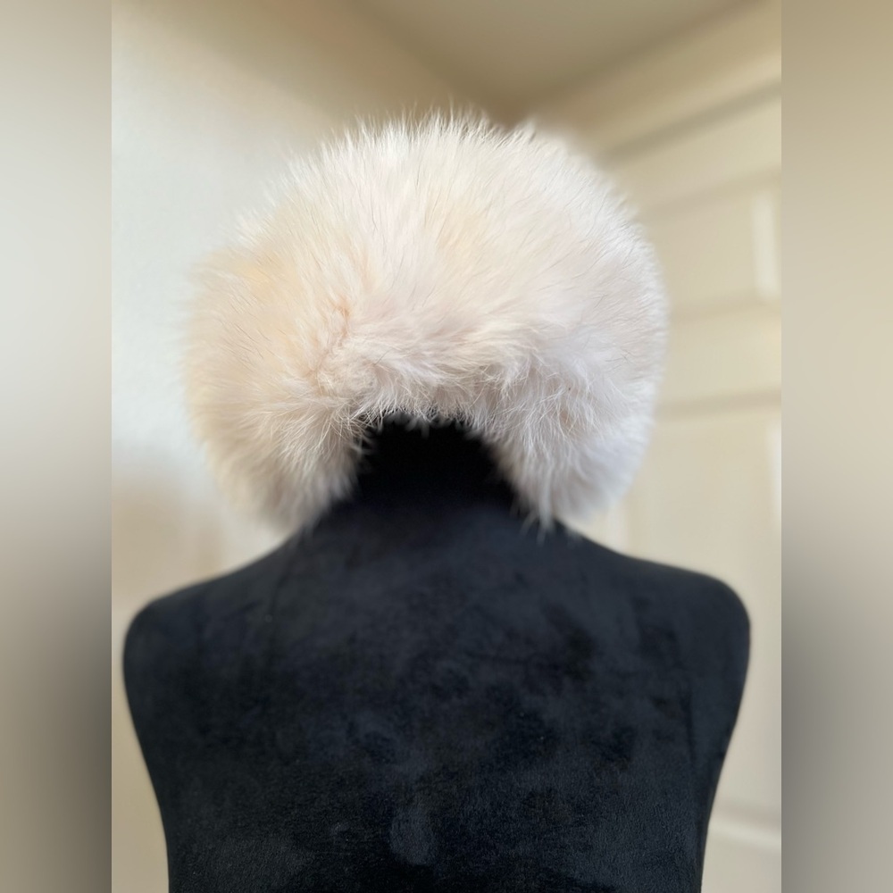 Vintage ABC Furs White Leather Fox Fur Hat - Picture 2 of 9